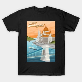 Travel Poster Budapest Hungary Danube T-Shirt